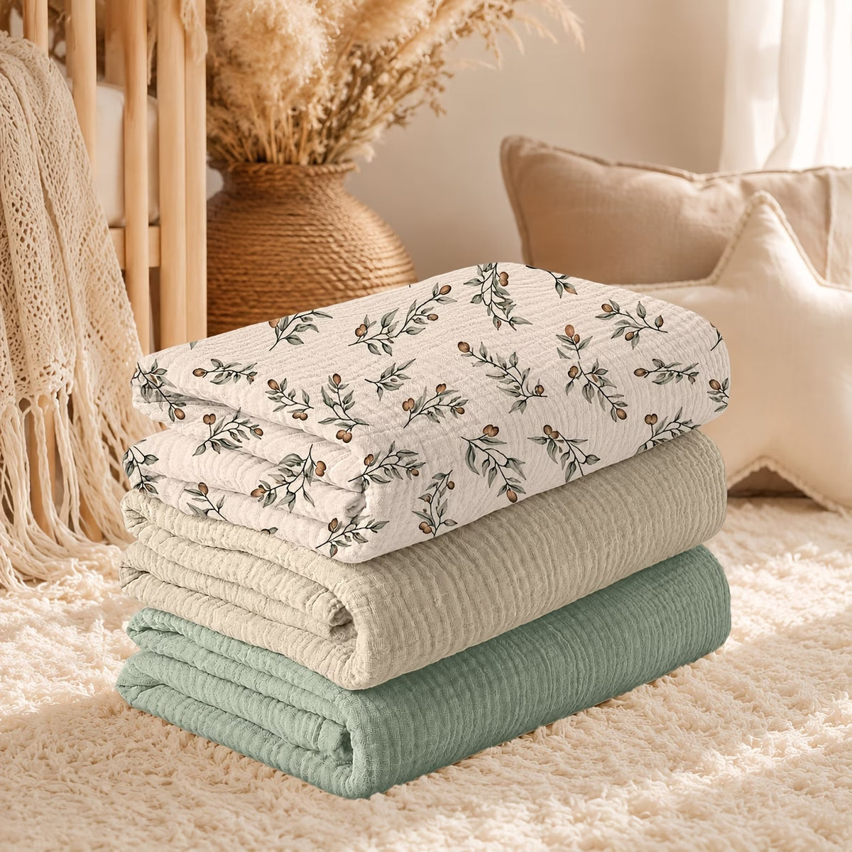 3pcs Baby Gauze Muslin Swaddle Blanket